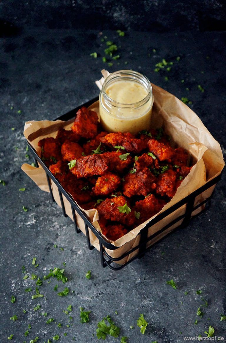 Scharfe Hähnchen Nuggets mit Honig-Senf-Dip | herztopf